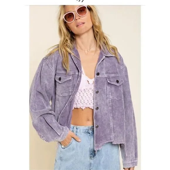 POL Jackets & Blazers - POL Vintage Corduroy Oversized Fringe Cotton Trucker Jacket